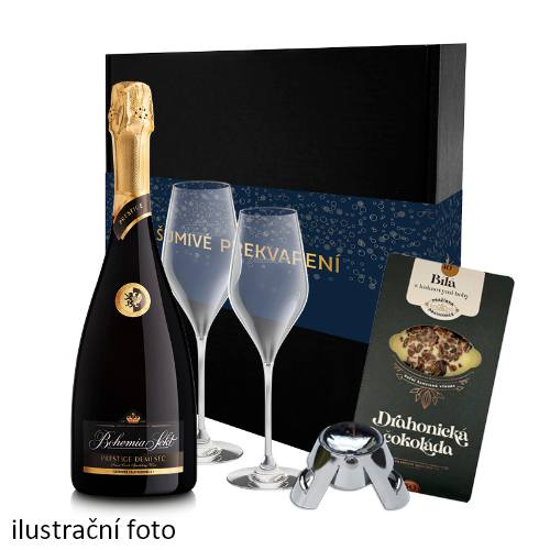 Dárkový set s Bohemia Sekt Prestige demi sec a bílou čokoládou
